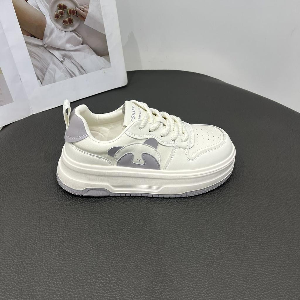 Panda round Head Thick Bottom White Shoes Spring New Big Head Bread Student Campus Board Shoes