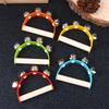 Wooden Half round Children's Tambourine with Clapper Handle - Educational Musical Fun Toy Orff Instruments Hand Ringing Bell