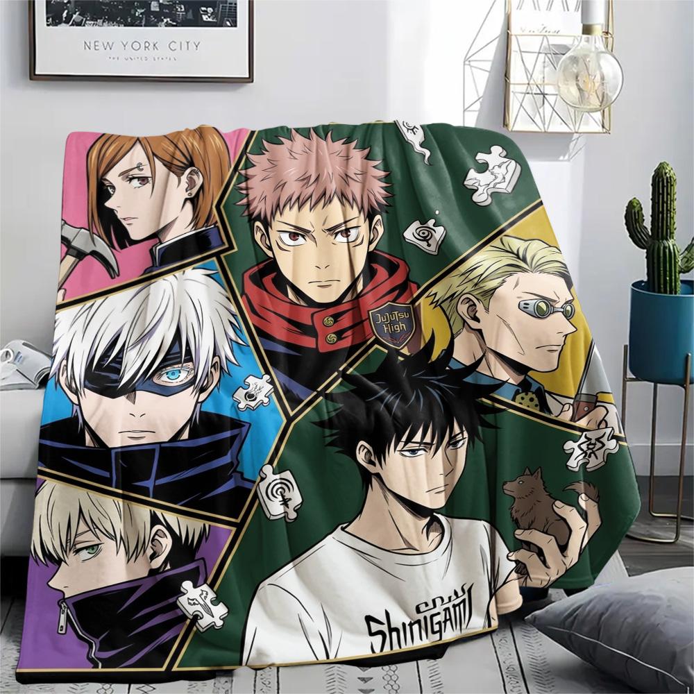 1PC Jujutsu Kaisen Patterned Flannel Blanket Suitable For All Seasons For Home Decor Warmth And Comfort Gifts Holiday Present