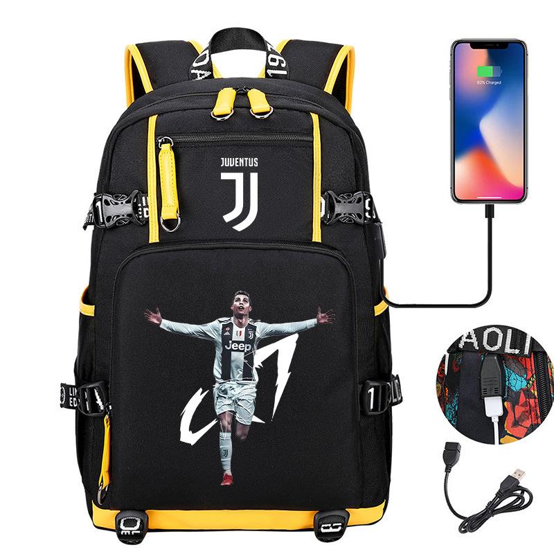 Football Star Cr7 Peripheral Personality Print Youth Backpack Large Capacity Leisure Travel Bag