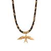 Fashion Stainless Steel Pendant with Leopard Print Velvet Rope, Women's Design Necklace, Versatile for Autumn and Winter