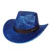 Glitzerndes Cowboyhut Unisex Westernstil Breiter Rand Fedora Hut für Party Festival Cosplay