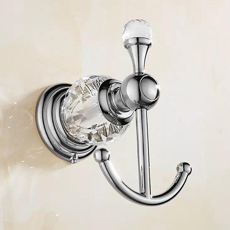 Crystal Towel Hook Chrome, Gold Robe Hooks, Bathroom Hand Towel Wall Hanger for Clothes Closet Wall Mounted Kitchen ELG85400-82