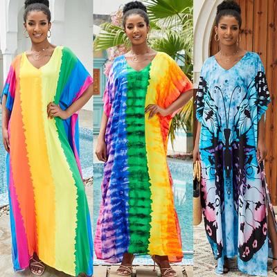 2023 European & American Cotton Beach Cover-up: Loose Robe-Style Long Dress Swimsuit Outerwear for Women
