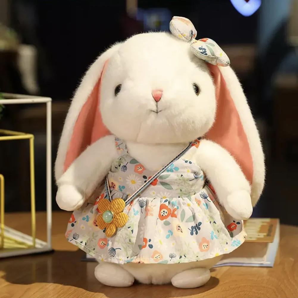 23cm Cute Flower Skirt Rabbit Plush Toy Pp Cotton Baby Soothing White Rabbit Doll Kawaii Pillow Girl Birthday Gift Home Decora