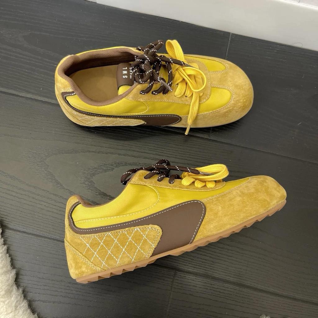 Atmosphere moral training shoes women's leather spring new inner height increase soft sole mango head ugly cute leisure sports Forrest Gump shoes