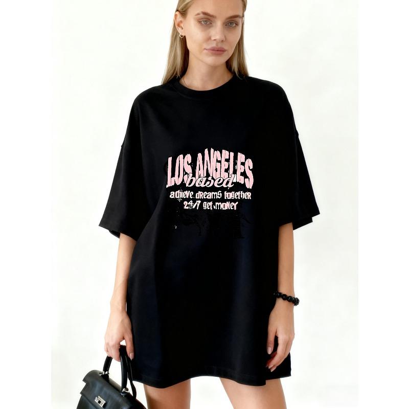 Oversized T Shirt Black Los Angeles Based Adore Dreams Together 247 Get Money Graphic Print Streetwear Fashion Casual Wear