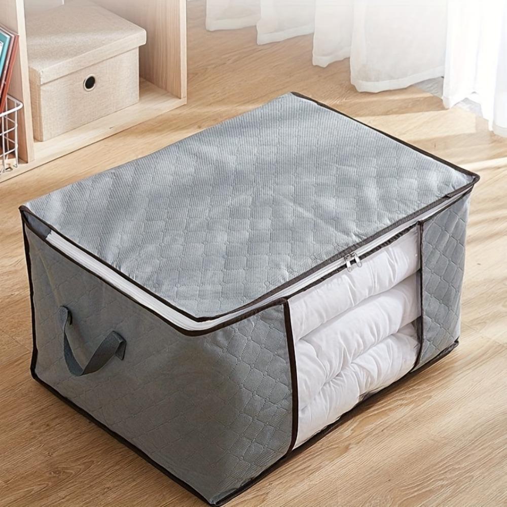 Large Capacity Quilted Storage Bag with Clear Window,Durable Non-Woven Fabric, Reinforced Handles & Sturdy Zipper