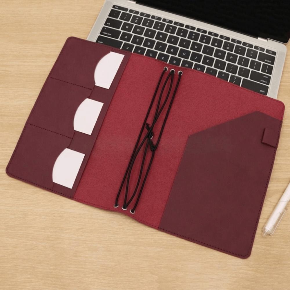 Leather Refillable Notebook Organizer A5 Multifunctional Loose Leaf Notebook Compact Portable Document Organizer