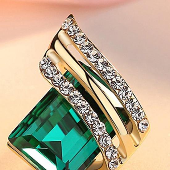 1 Pair Ear Studs Rhinestone Geometric Electroplating Luxury High Gloss Ear Decoration Jewelry Faux Crystal Engagement Earrings Anniversary Gifts