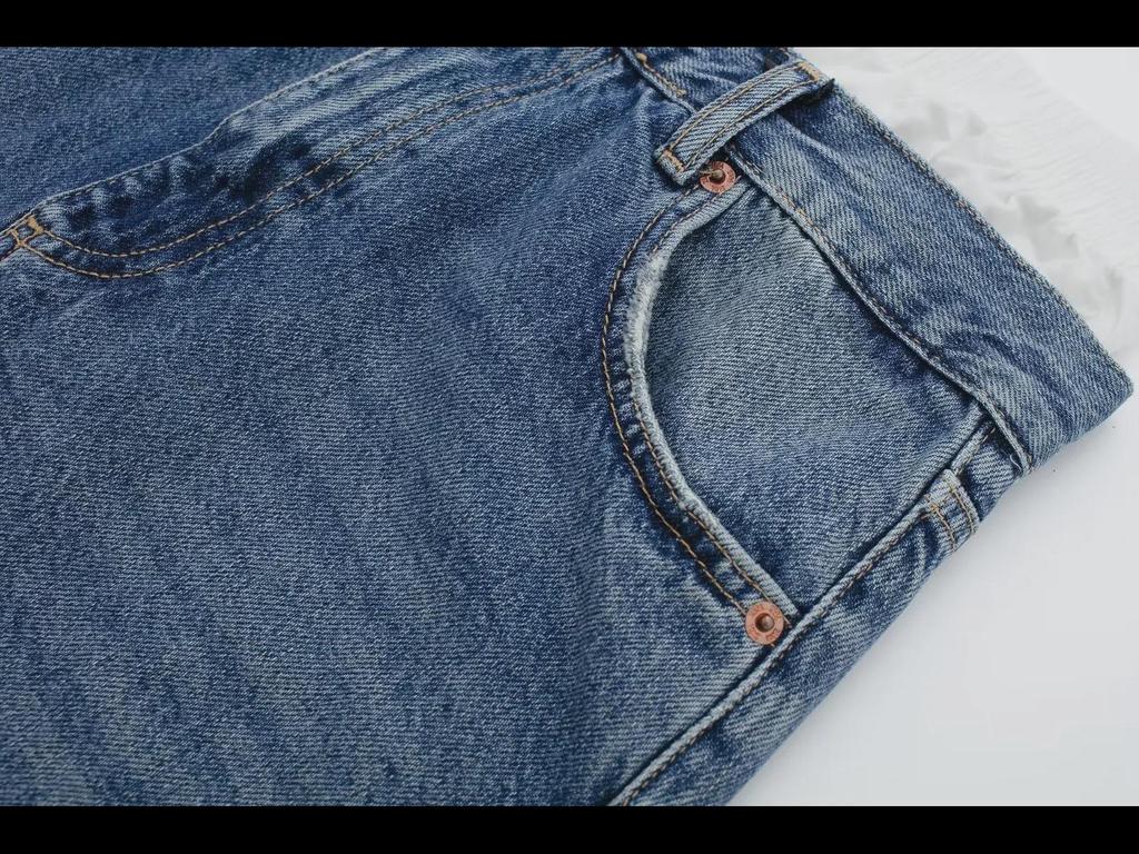 2023 Autumn Women's Denim Boxer Brief Skirt with Front Slit