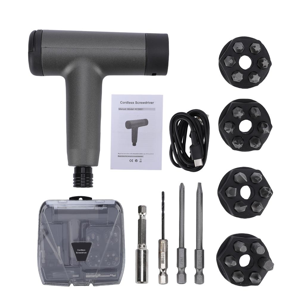 Rechargeable Electric Screwdriver Kit, 3.6V Cordless Screwdriver Set USB C, 3 Torque Settings, 1500mAh Battery, LED