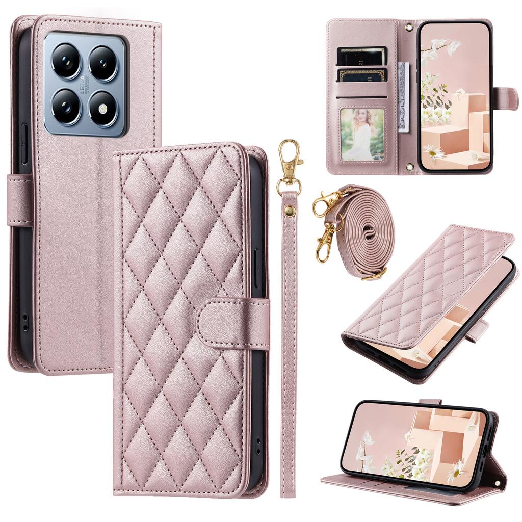 For Xiaomi 14T Wallet Case Rhombus Grid PU Leather Phone Cover