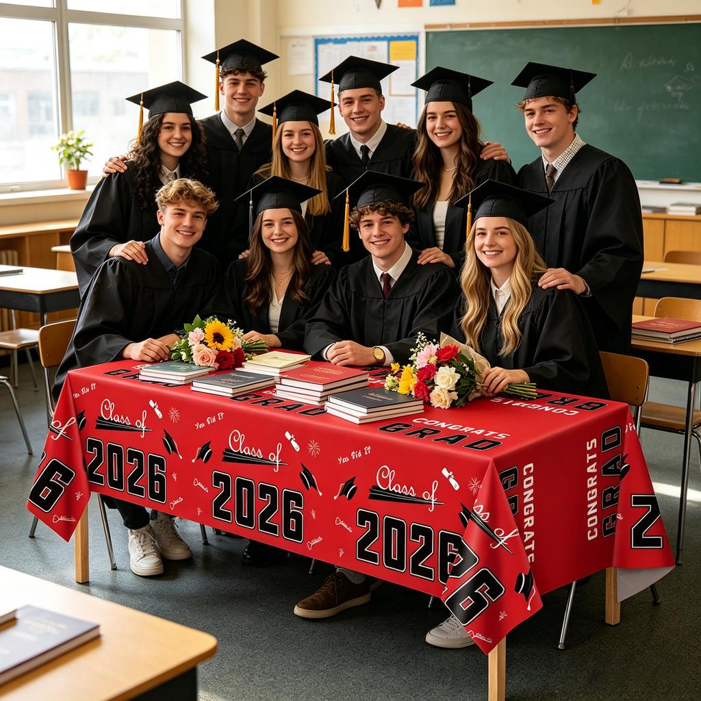 1 Graduation Theme Tablecloth For Graduation Party Decoration, 100*140cm
