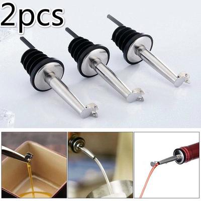 2 Pcs Stainless Steel Bottle Nozzle Pourer Oil/mouth with Bottle Stopper Cork Wine Bottle Red Dry Po