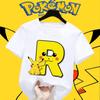 Anime Pokemons Tshirts for Children Pikachu Cartoon Letter Printed Shortsleeved Top Boys Girls Summer Fashion Sports Tshirt