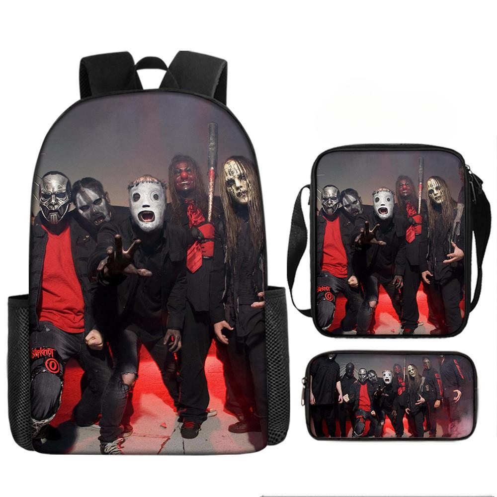 Set Zaino a 3 Pezzi Borsa a Tracolla Astuccio Slipknot Tessuto Oxford Per Materiale Scolastico
