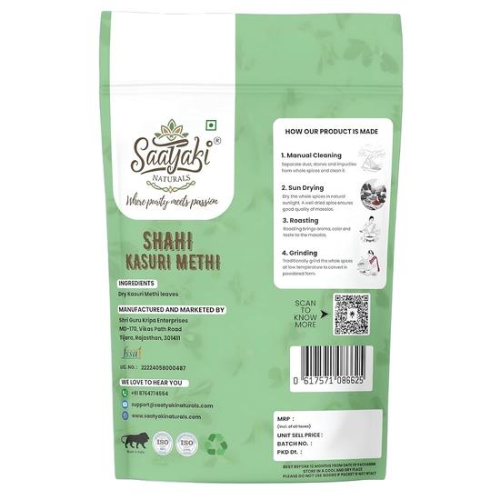 Saatyaki Naturals Organic Kasuri Methi - 400gm |Pure Kasoori Methi for Cooking, Vendhaya Keerai – Dry Fenugreek Leaves,Perfect for Curries