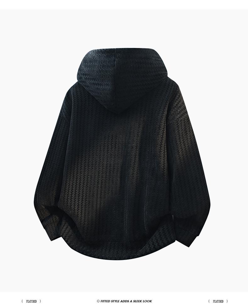 Men's Solid Color Round Neck Hoodie - Casual Autumn Loose Fit Pullover T-shirt