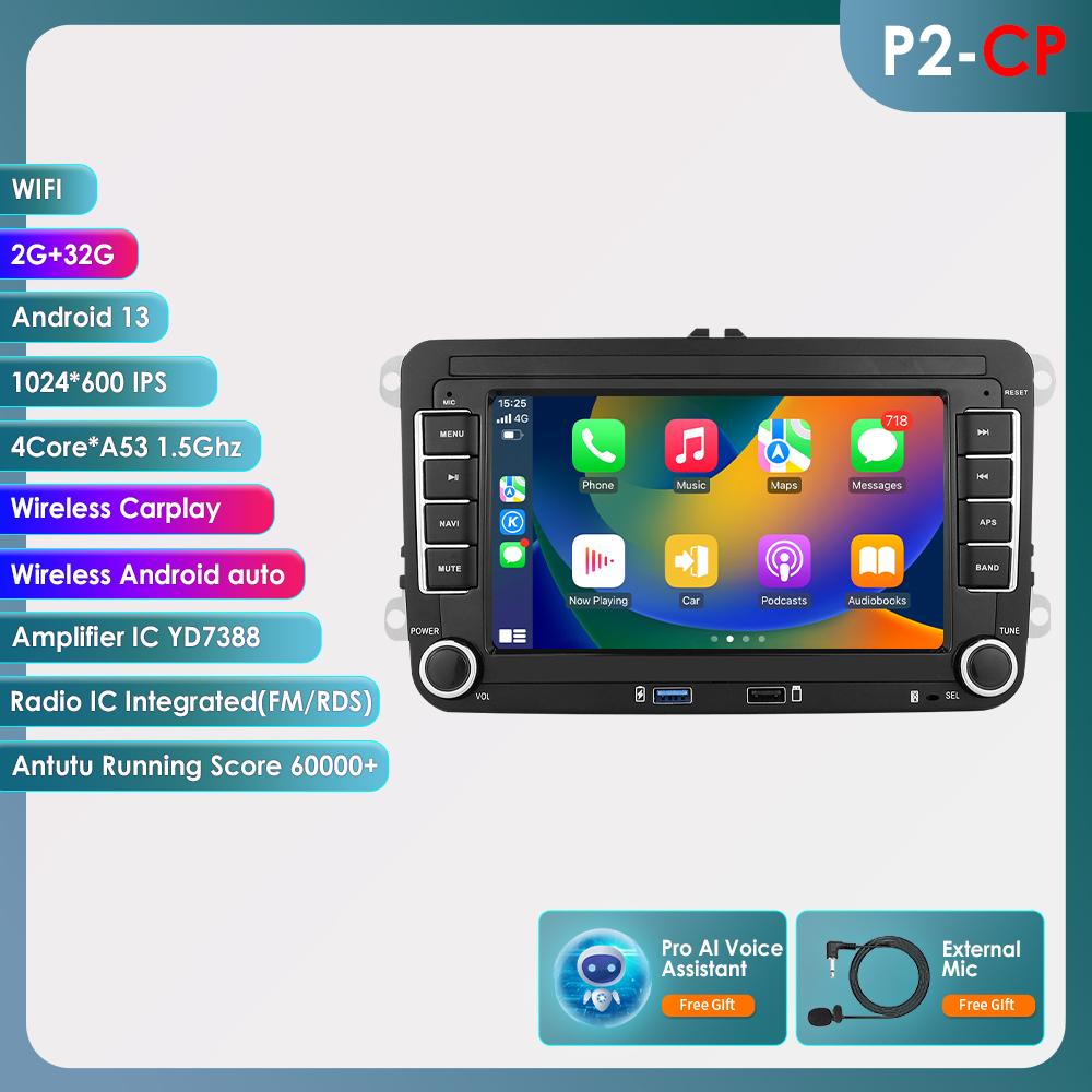 

Hizpo 2Din Автомагнитола Android для Volkswagen Golf 5 6 Polo Passat B6 B7 CC Skoda Jetta Универсальная Мультимедийная Carplay Wifi GPS Интеллектуальная Навигация P2CP 4Core 2G 32G AI