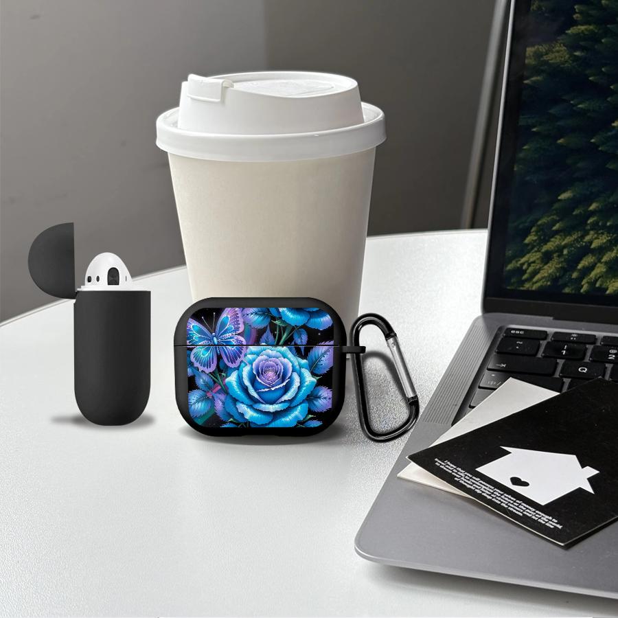 Earphone Cases Cover Case For Airpods 1 3 4 Pro2 Pro3 2 Pro Blue Flowers Cool