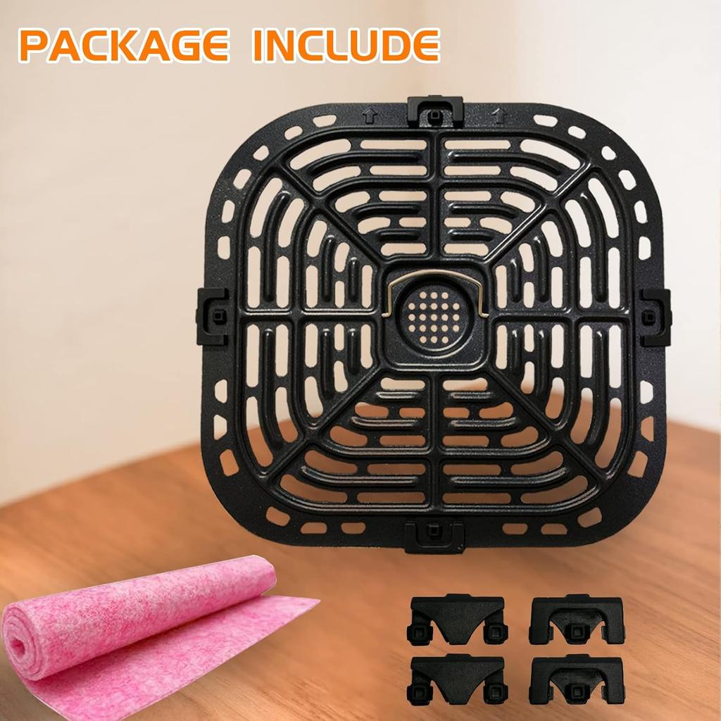 Air Fryer Grill Plate for Instant Pot Vortex Plus 6 in 1 6 QT XL Air Fryers, Upgraded Air Fryer Grill Pan Crisper Tray Replacement Parts with Rubber