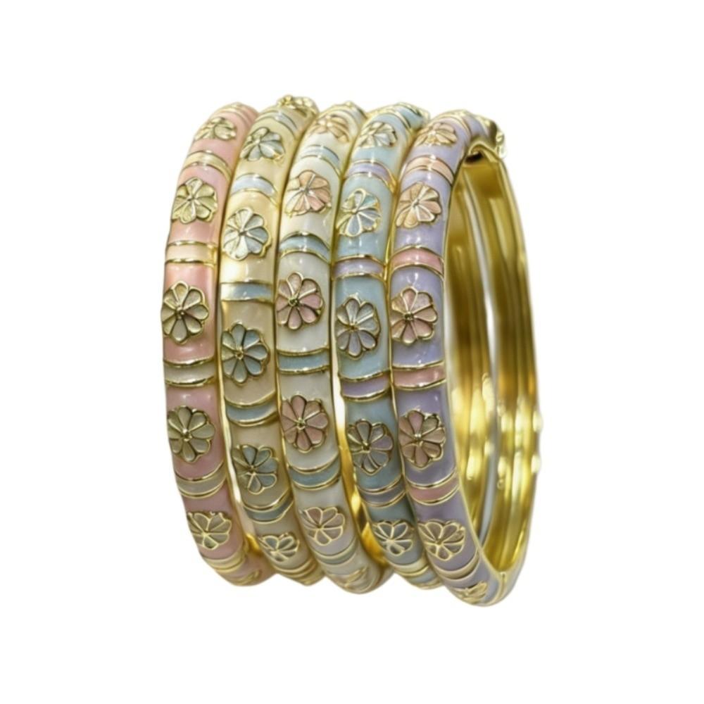 Traditional Vintage Cloisonne Bangle Colorful Women's Hand Bracelet Dainty Flower Bangle Ladies