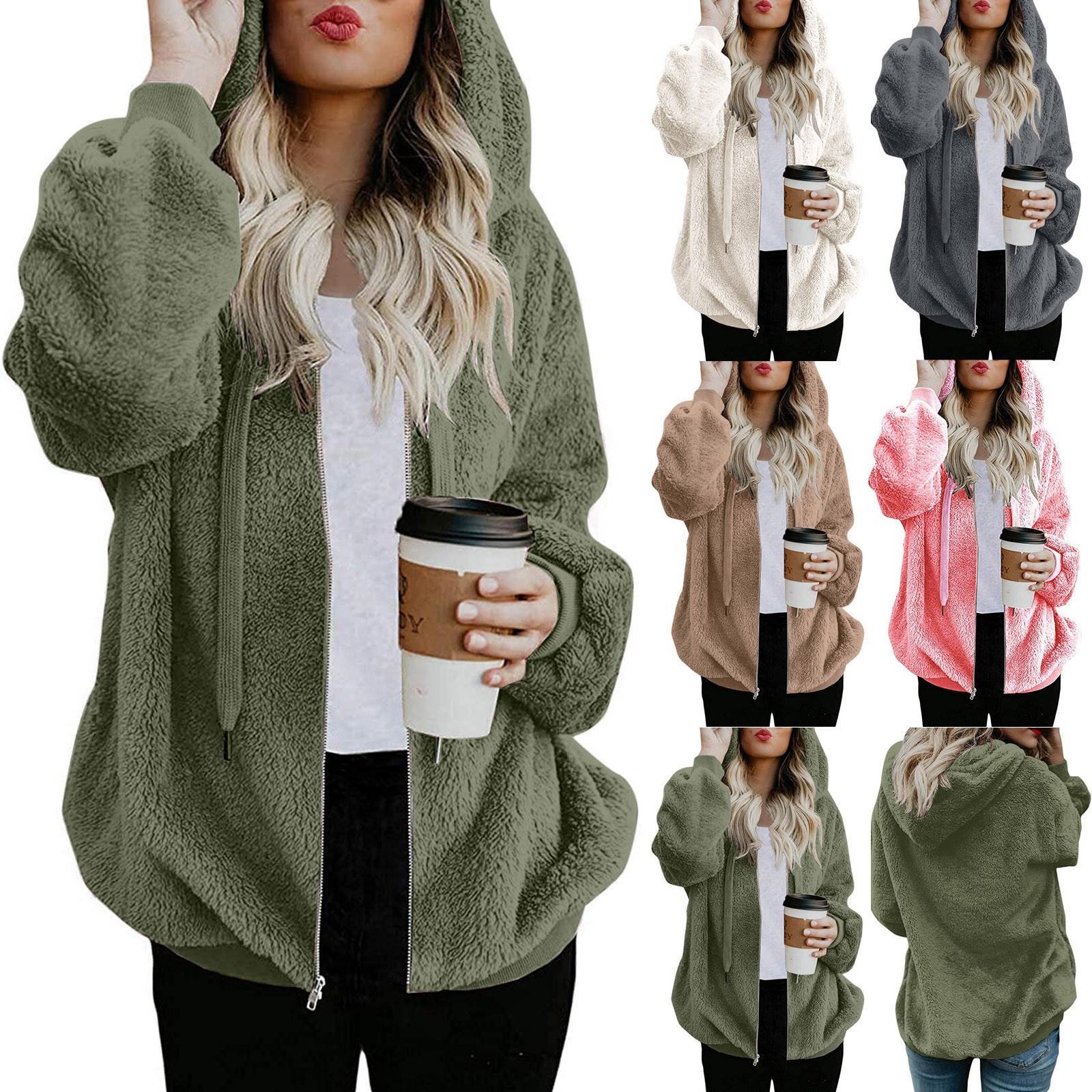 

Женский свитер с капюшоном, зимнее теплое шерстяное пальто с карманами на молнии, хлопковое пальто, верхняя одежда
