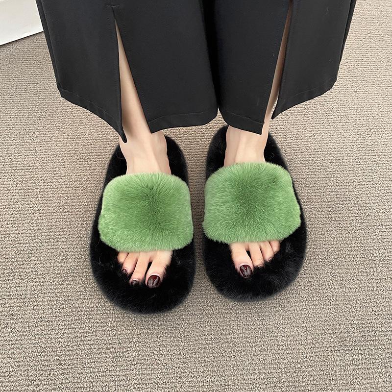 

Тапочки Mao Mao женские 2024 осень-зима знаменитости Интернет взрыв новый плюш толстый низ мода универсальная верхняя одежда домашняя хлопковая швабра 35 зелёный