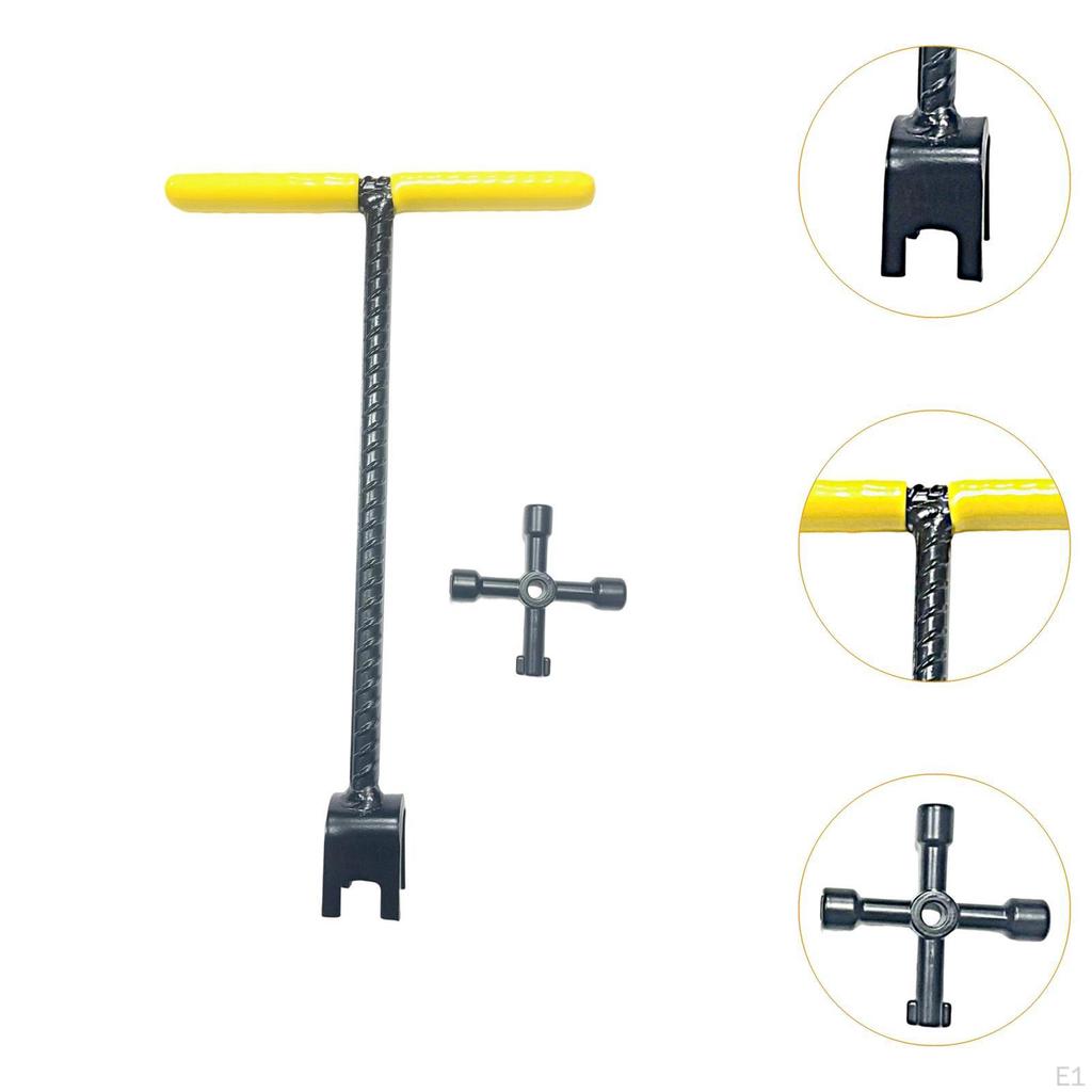 Instrument Profesional Contor de Apă cu Cheie Multifuncțională și Mâner T din Oțel Rezistent la Uzură pentru Robineți