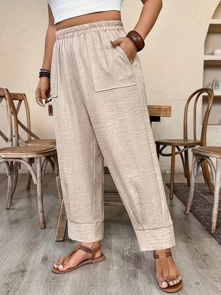 Women's Plus Size Casual Wide Leg Pants Loose Fit for Daily Wear