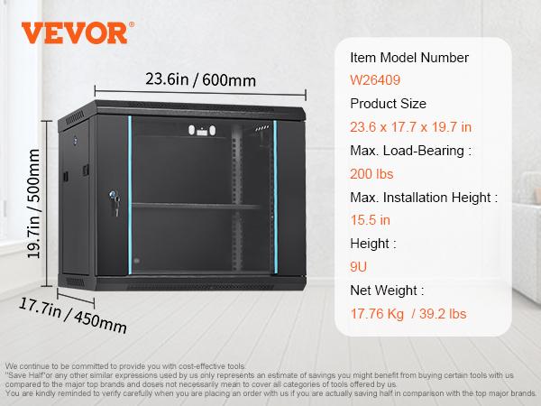 SucceBuy Multifunctional Network Server Cabinet 9U/6U/12U Floor Standing/Wall Mounted Server Enclosure, Microdata Center Office