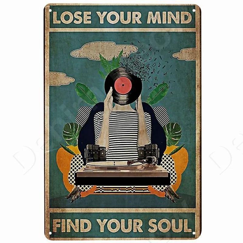 Vintage Rock Music Style Tin Painting for Bars Cafes Home Walls