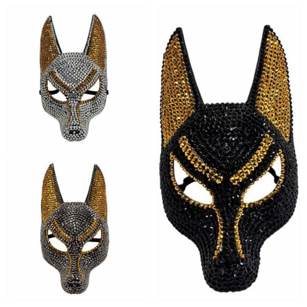 Creative Shiny Zircon Rhinestone Mask Luxury Design Decorations Halloween Mask Dress Up Props Elegant Anubis Mask Halloween