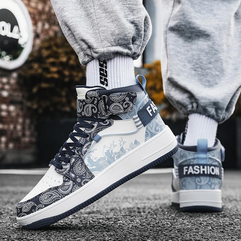 Scarpe Sportive Stampate da Uomo Stile Street da Donna Unisex Scarpe Sneakers da Corsa Studenti Scarpe Oversize per Coppia High Top