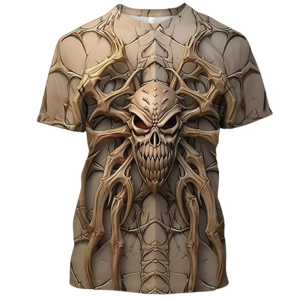 Pánské tričko s krátkým rukávem retro letní horor nemrtvý pavouk lebka potisk nadrozměrné tričko volné oblečení