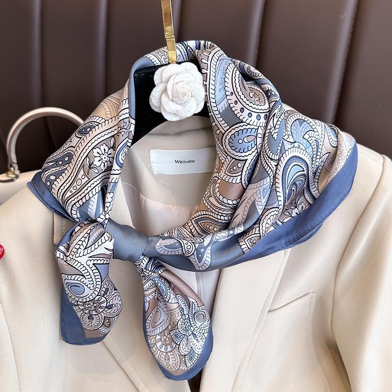 68cm Tree of Life Printed Scarf Women's Spring and Summer New Imitation Silk Scarf Temperament Versatile Headscarf Shawl Scarfs