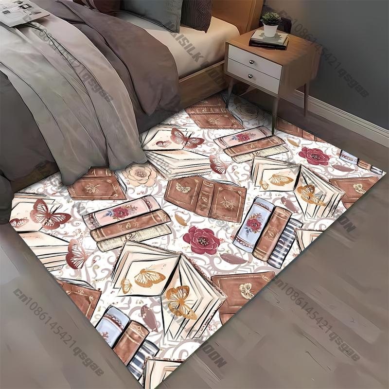 15 Sizes Books and Butterflies Room Rug Street Fashion Carpet for Bedroom Living Room Floor Mat Home Decor Non-Slip Chair Gift
