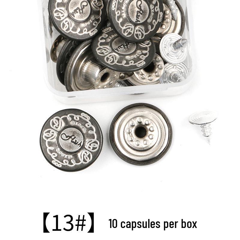 Metal Tack Buttons for Denim Jackets, Overalls, and Clothing - Men's, Women's, and Children's Apparel.