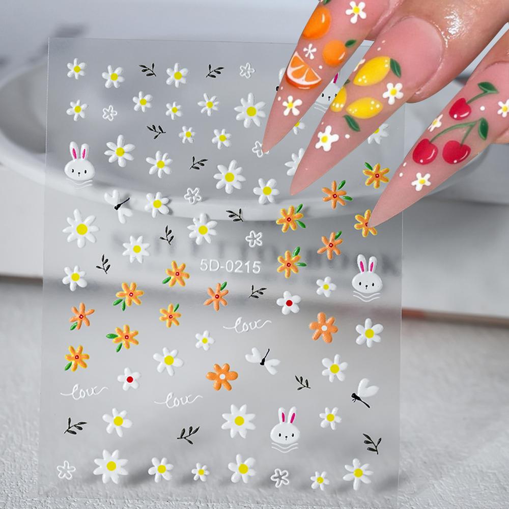 1 SZT. 5D Kawaii Wytłaczane Wykwintne Naklejki na Paznokcie z Uśmiechniętą Twarzą Japońskie Żelowe Makaroniki Nail Art Samoprzylepne DIY Ozdoby do Paznokci