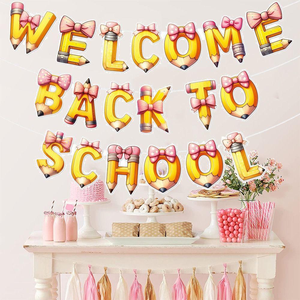 Cartoon School Season Banner Paper Background Hanging Flag  for Birthday Party Decor