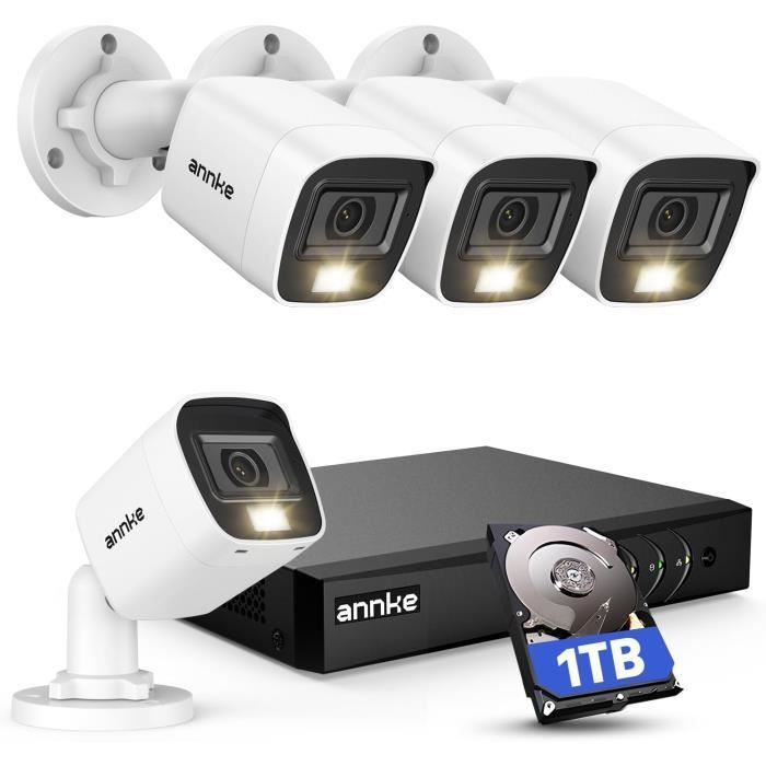 Overvåkingssett - ANNKE - 1080p - 4 Kameraer - Nattsyn - IP67 Vanntett