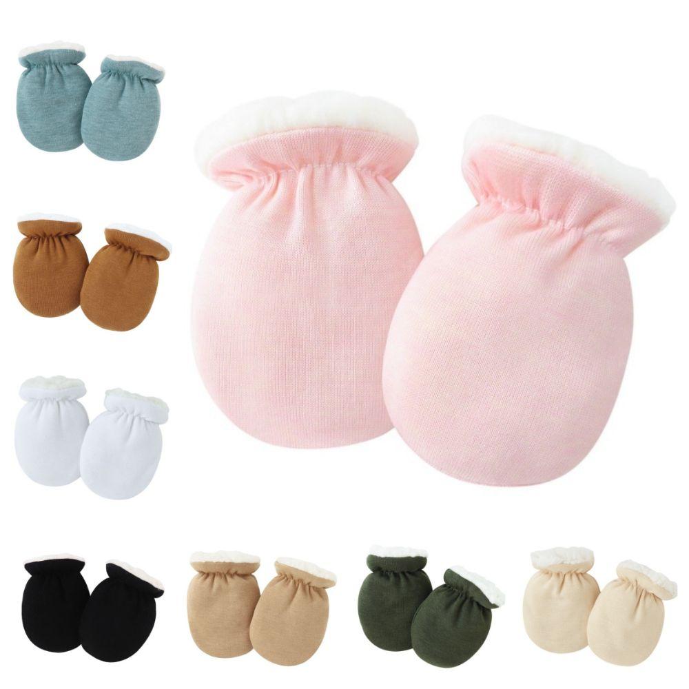 Jednoduché jednobarevné batolecí rukavice Teplé Zesílené Dětské rukavice Huňaté Novorozenecké palčáky Podzim Zima