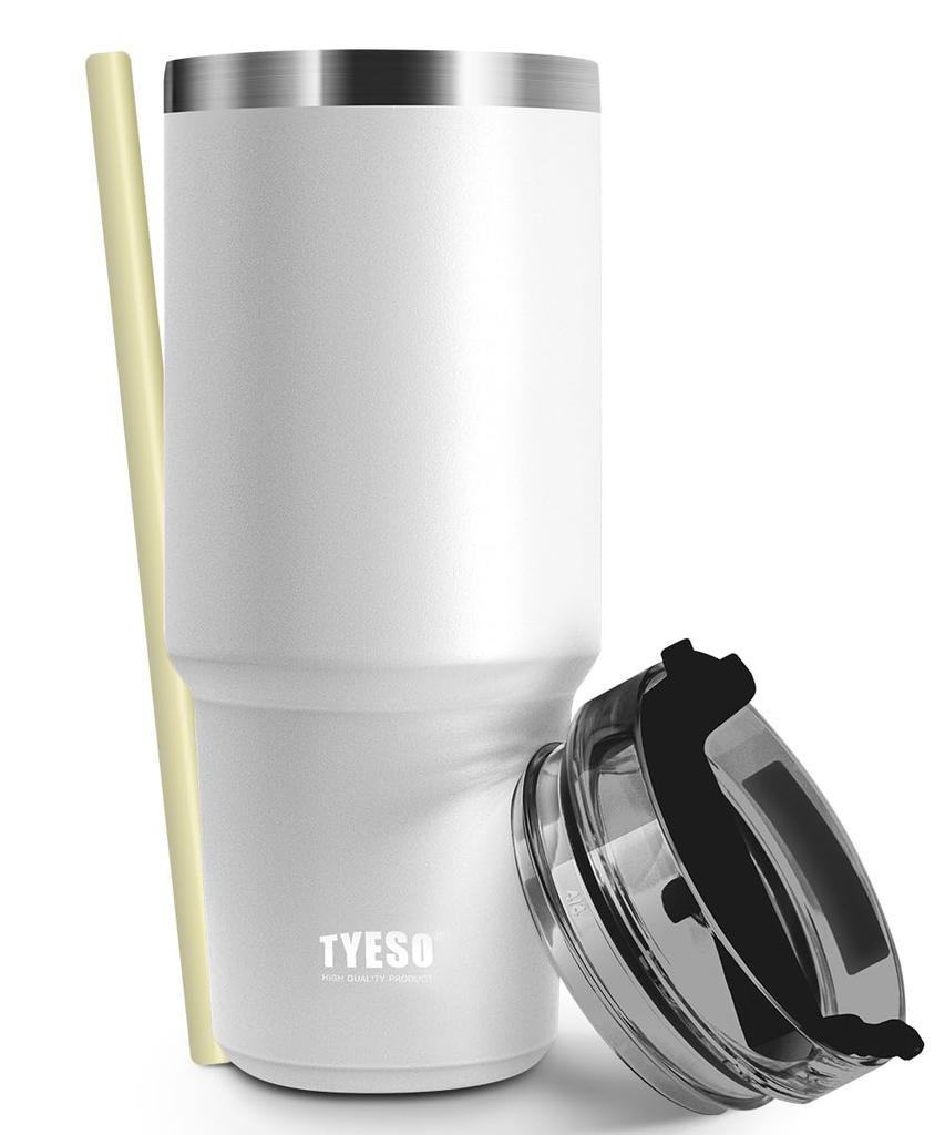 [Japan Only] TYESO Tumbler with Straw, Water Bottle, Sports Bottle, Straw Bottle with Lid, Vacuum Insulated, 900ml, Vacuum Quencher, Thermos,