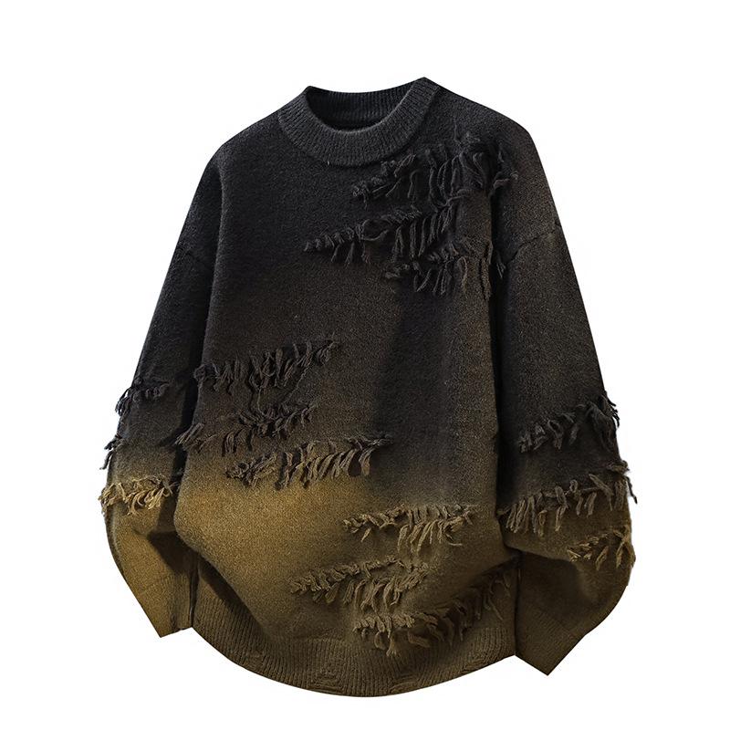 Farbverlauf Strickpullover: Trendiger lässiger Pullover mit Rundhalsausschnitt für Jugendliche