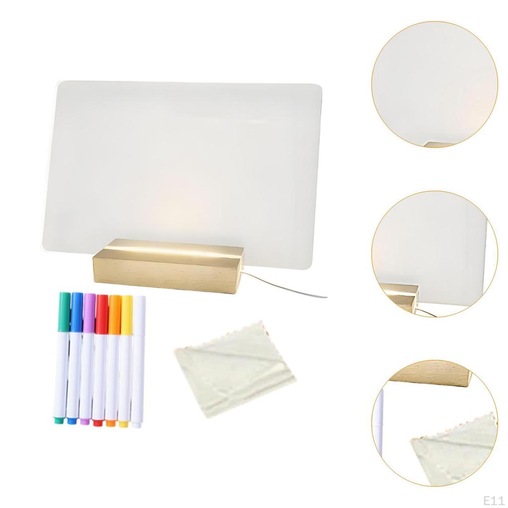 Acrylic Display Planner Board Glow Memo LED Handwriting Tablet Bright Lamp for Dining Room