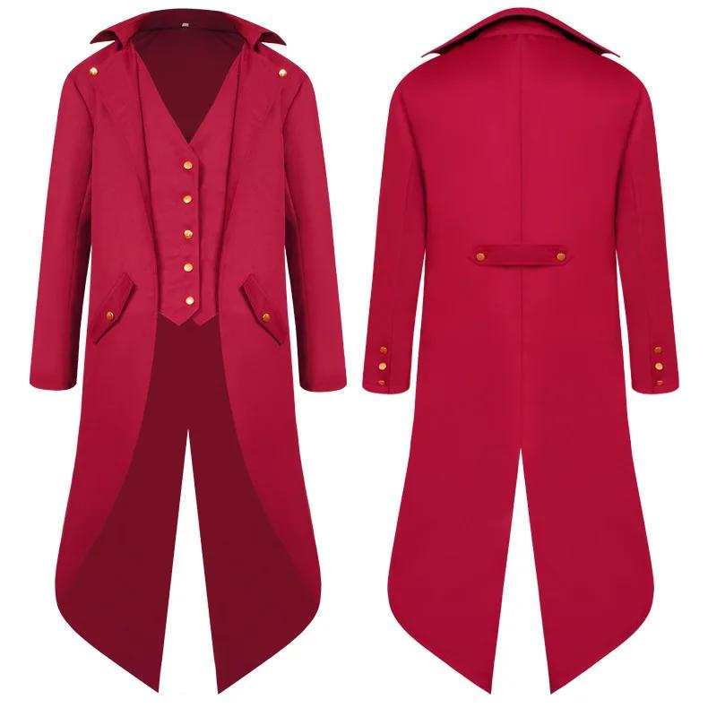 Anime Men Medieval Steampunk Costume Vintage Tailcoat Jacket Gothic Magician Ringmaster Coat For Men And Kids Size