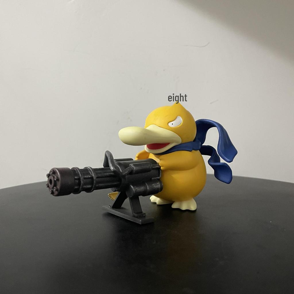 Anime Desktop Figurine: Gatling Gun Duck with Pokémon & Car Models