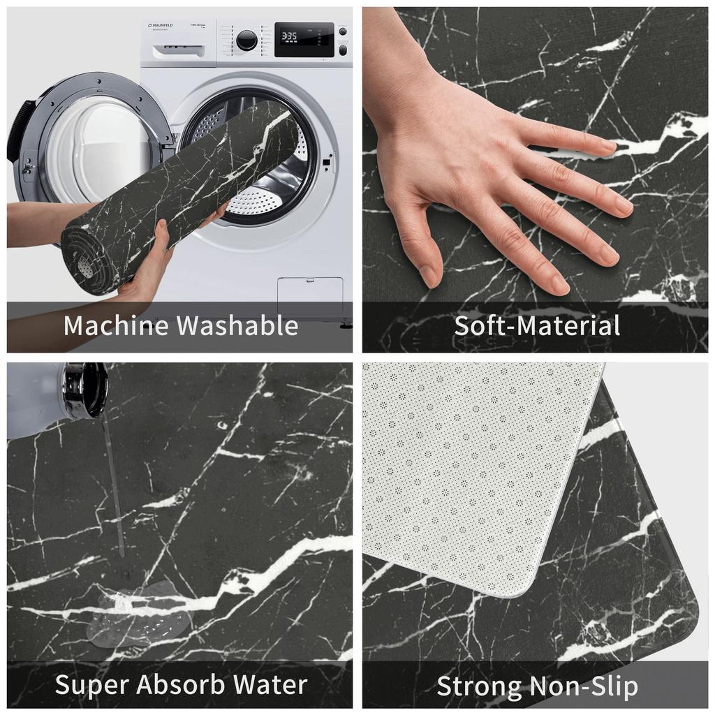 Black Rose Gold Marble Crackles Doormat Non-Slip Bathroom Kitchen Mat Toilet Floor Door Entrance Carpet Rug