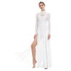Ladies Sequin Long Sleeve Lyrical Dance Dress Mesh Tulle Flowy Maxi Long Dress Built In Briefs Performance Wear
